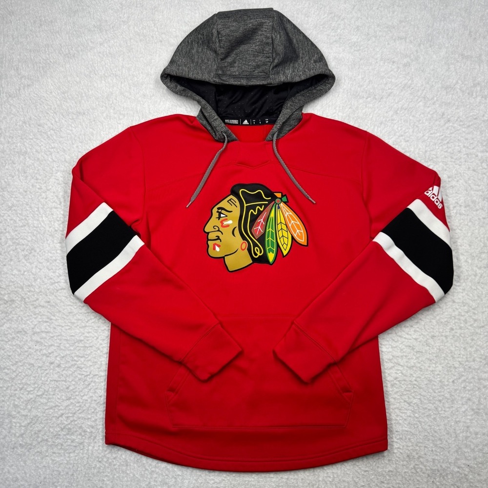 Chicago Blackhawks NHL Hoodie Sweater Jersey Style Red by Adidas Men's Size S